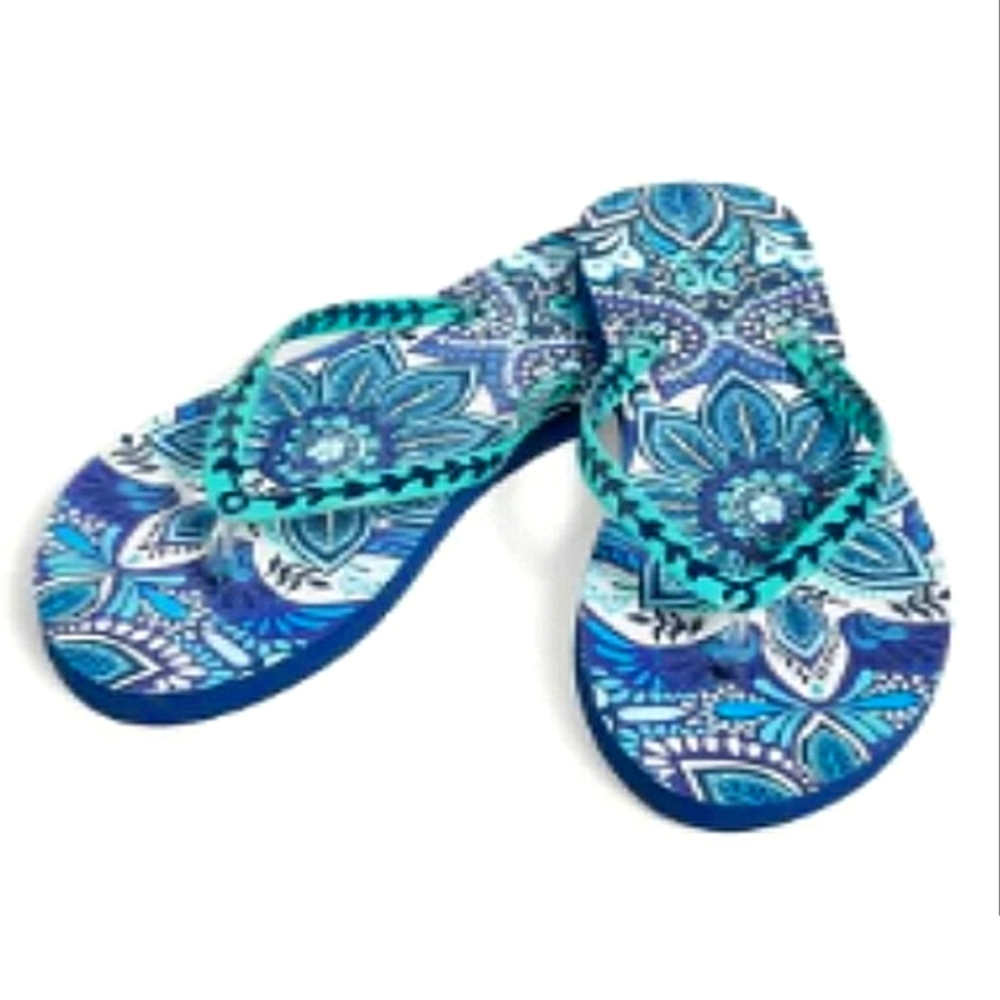 NWT Women's Vera Bradley Blue Island Medallion Flip-flops - Picture 1 of 10